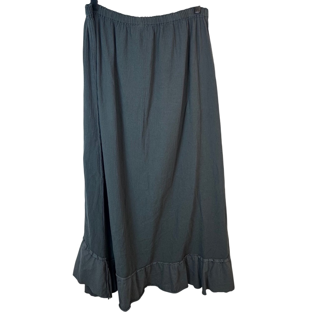 Oh My Gauze Maxi Skirt Women's 2 L/XL 100% Cotton Grey High Low Stretch Boho - Picture 2 of 9